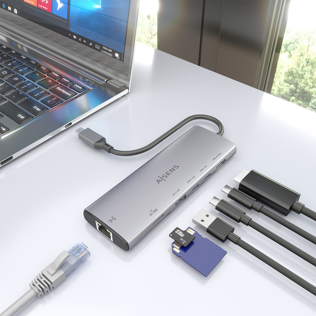 AISENS ASUC-7P032-GR base para portátil y replicador de puertos Alámbrico USB 3.2 Gen 1 (3.1 Gen 1) Type-C (7)