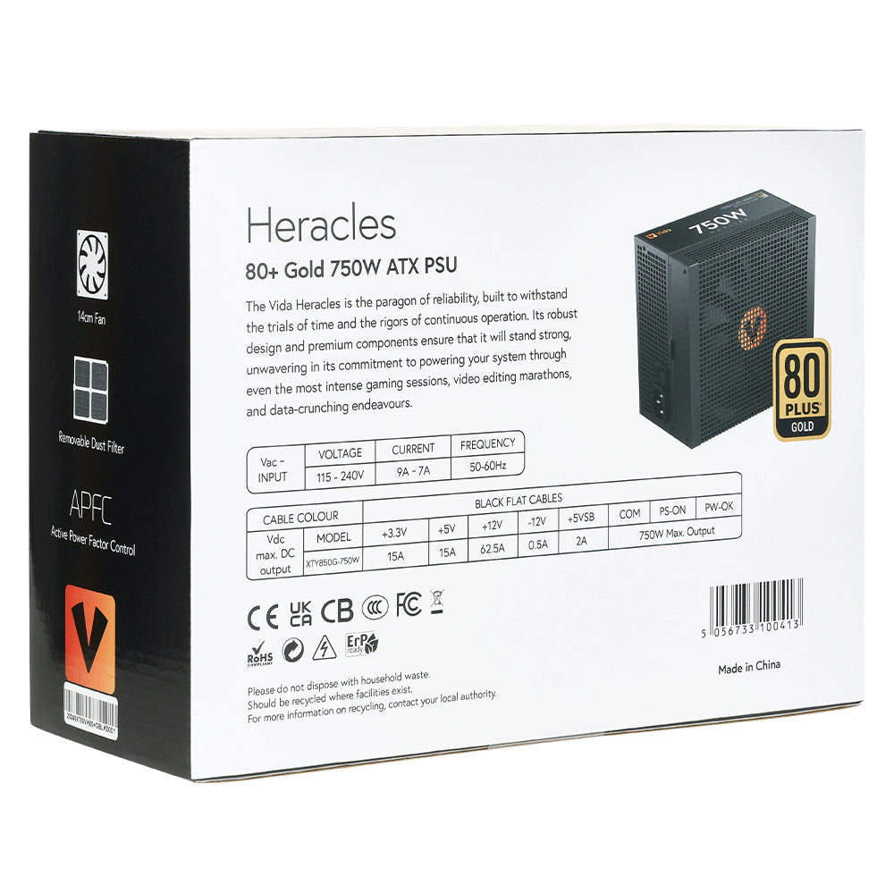VIDA Heracles unidad de fuente de alimentación 750 W 20+4 pin ATX ATX Negro