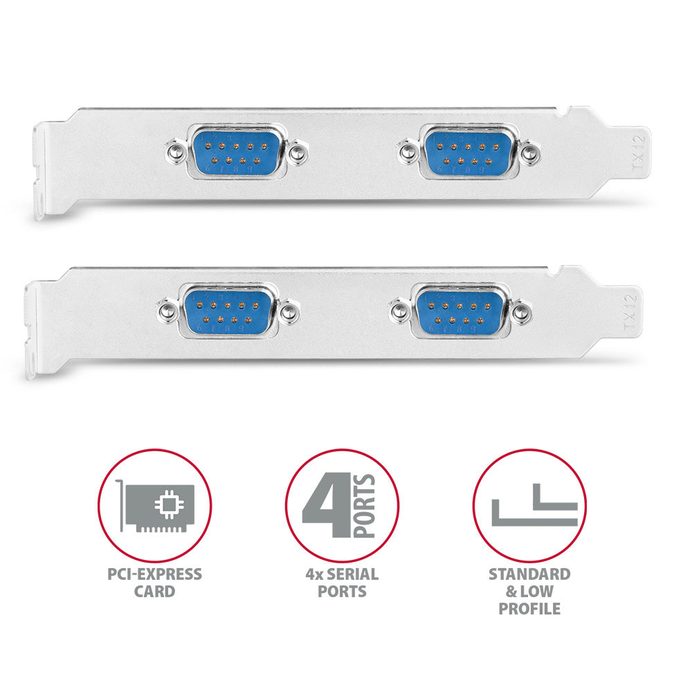 Axagon PCEA-PSN PCIe-Adapter mit 4x Seriell-Ports - ASIX AX99100 Chipsatz tarjeta y adaptador de interfaz Interno RS-232 (3)