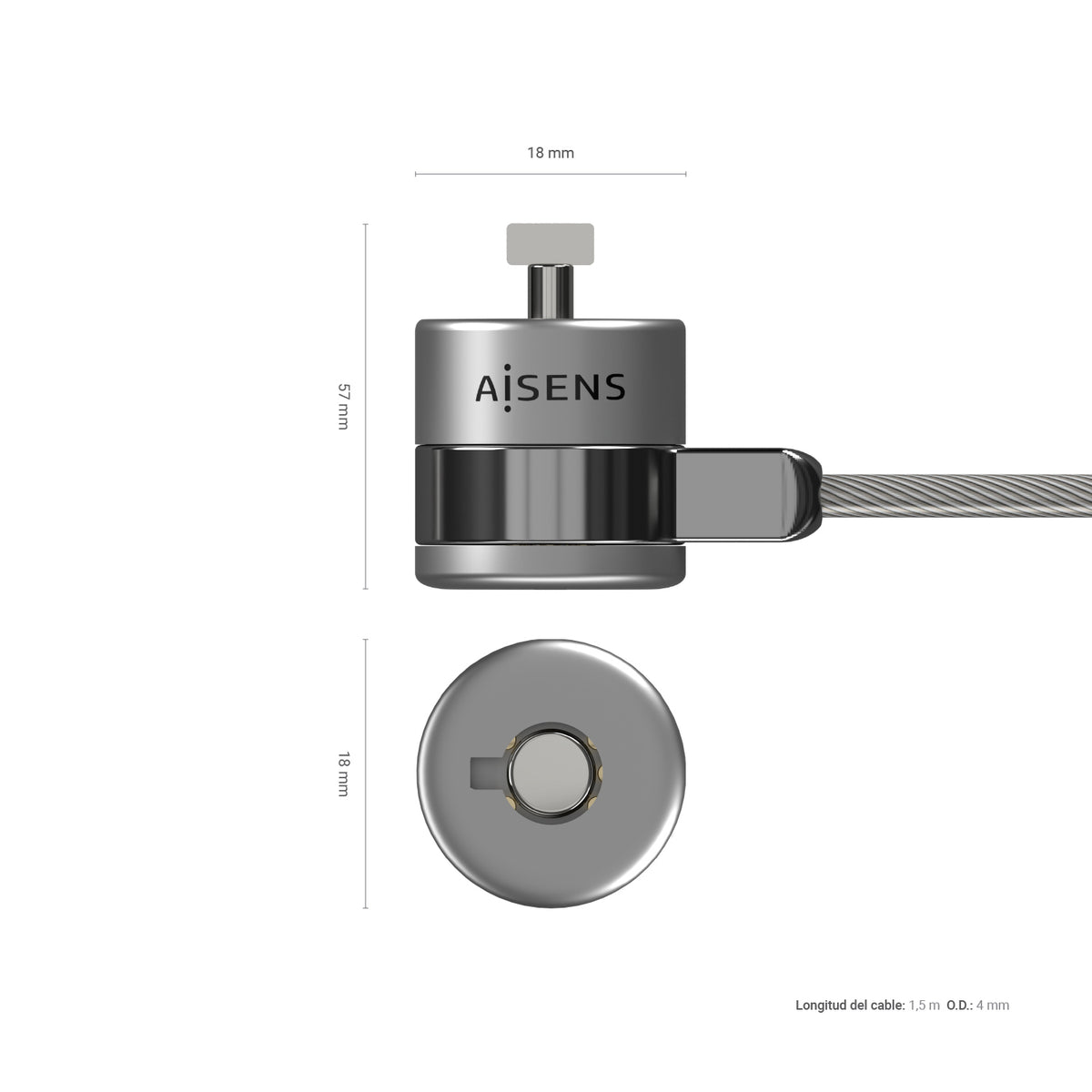 AISENS ASLK-D40K02-SL cable antirrobo Plata 1,5 m (4)