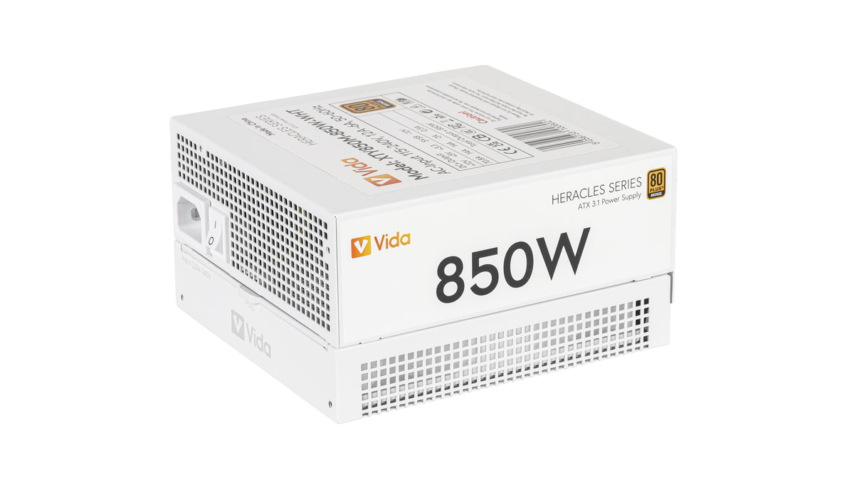 VIDA 850W Heracles White ATX 3.1 Gaming PSU, 80+ Bronze