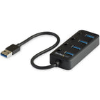 StarTech.com HB30A4AIB hub de interfaz USB 3.2 Gen 1 (3.1 Gen 1) Type-A 5000 Mbit/s Negro
