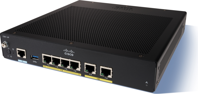 Cisco Ent Net C921-4P Router conmutador 4 puertos 1GbE WAN vista 2