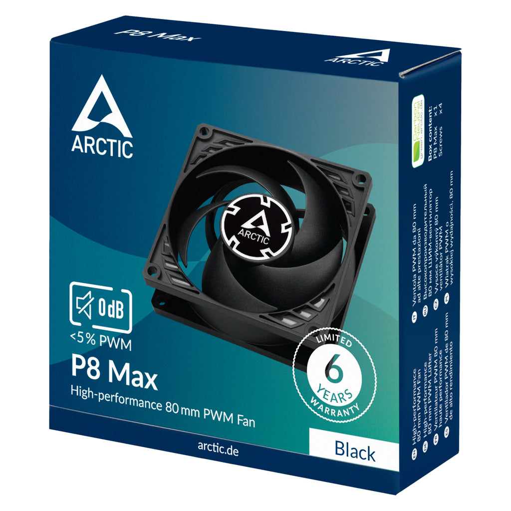 ARCTIC P8 Max Carcasa del ordenador Ventilador 8 cm Negro 1 pieza(s) (6)