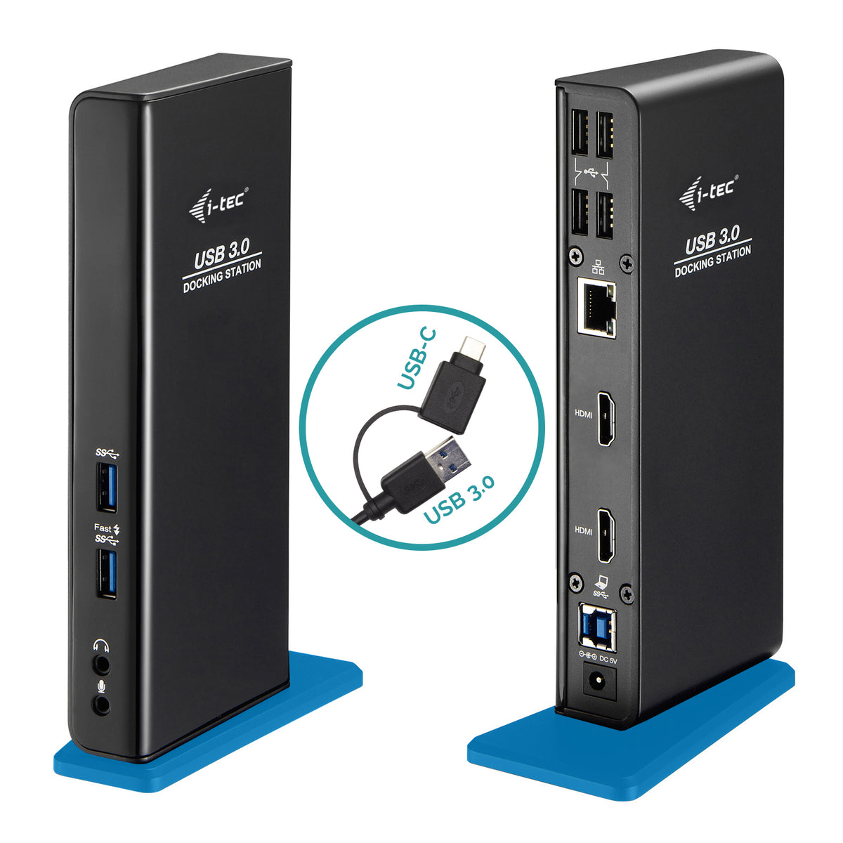 i-tec U3DUALHDMIDOCKUK base para portátil y replicador de puertos Alámbrico USB 3.2 Gen 1 (3.1 Gen 1) Type-A Negro