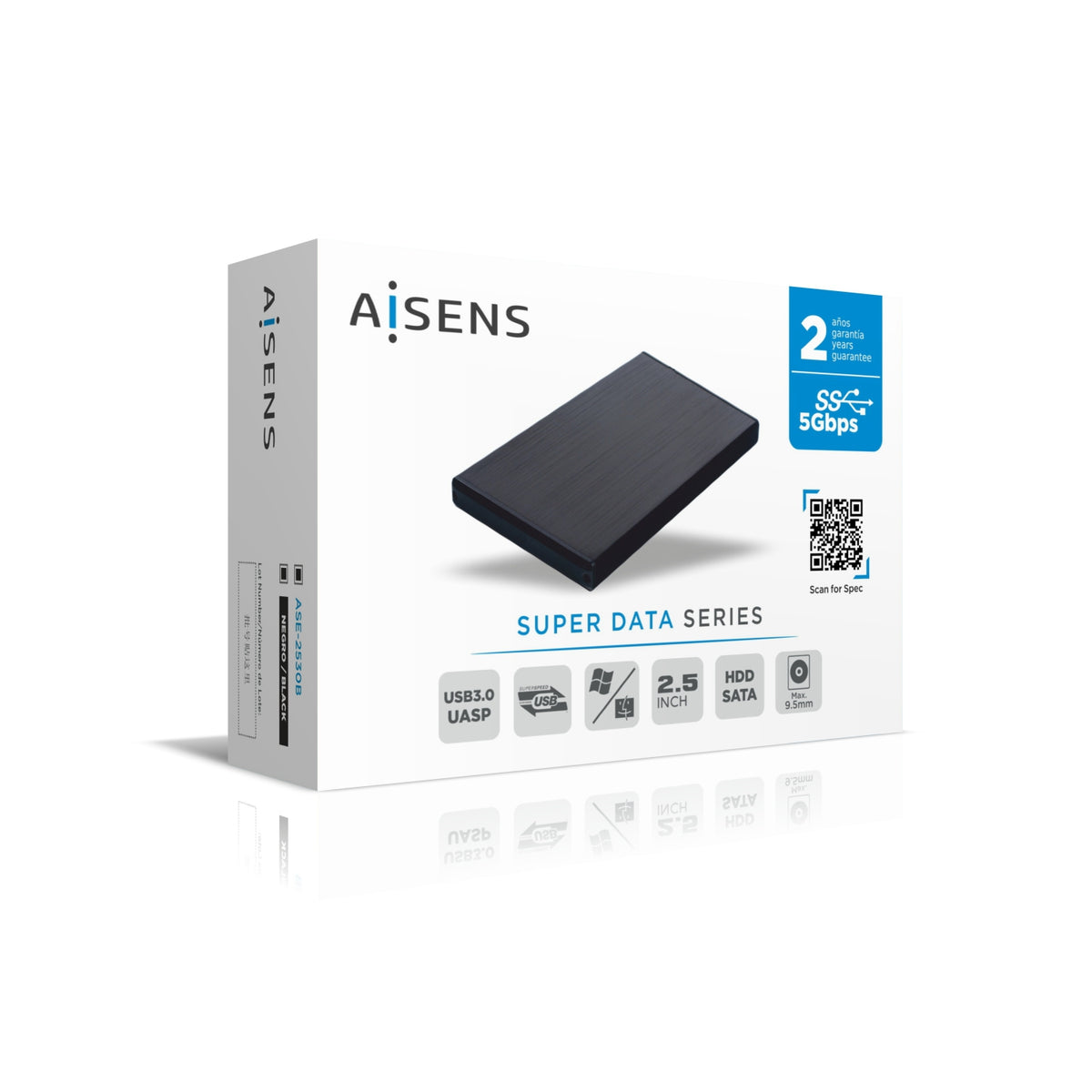 AISENS ASE-2530B caja para disco duro externo Caja de disco duro (HDD) Negro 2.5" (4)