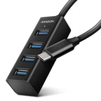 Axagon HUE-M1C hub de interfaz USB 3.2 Gen 1 (3.1 Gen 1) Type-C 5000 Mbit/s Negro