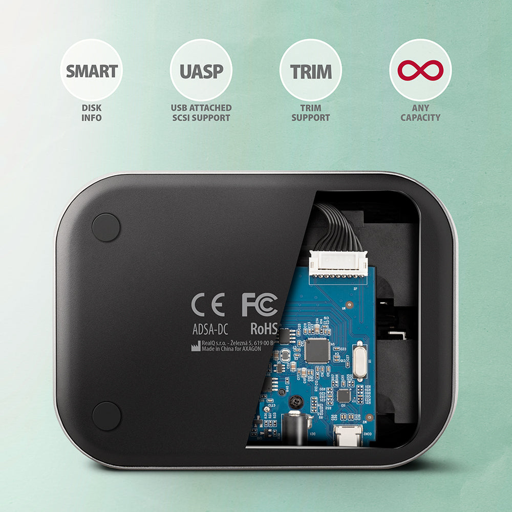 Axagon ADSA-DC base de conexión para disco duro USB 3.2 Gen 1 (3.1 Gen 1) Type-A Gris (6)