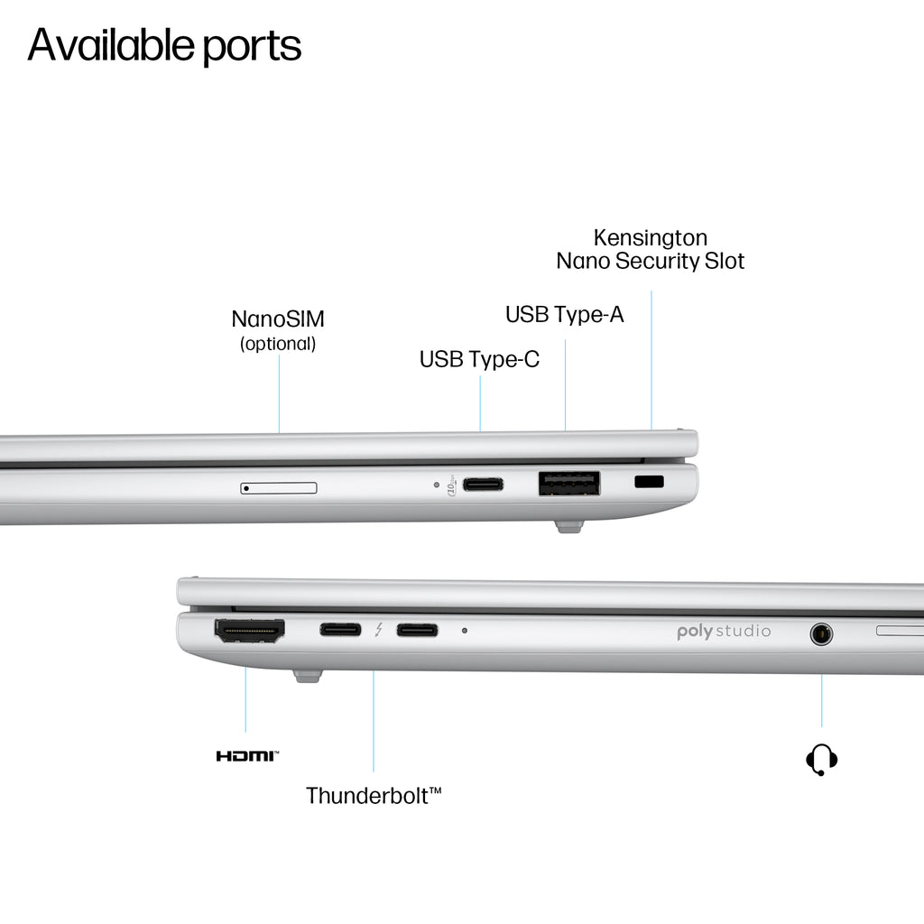 HP EliteBook 8 G1i AI PC Intel Core Ultra 7 255U Laptop 33.8 cm (13.3") WUXGA 32 GB LPDDR5x-SDRAM 1 TB SSD Wi-Fi 7 (802.11be) Windows 11 Pro Silver (6)