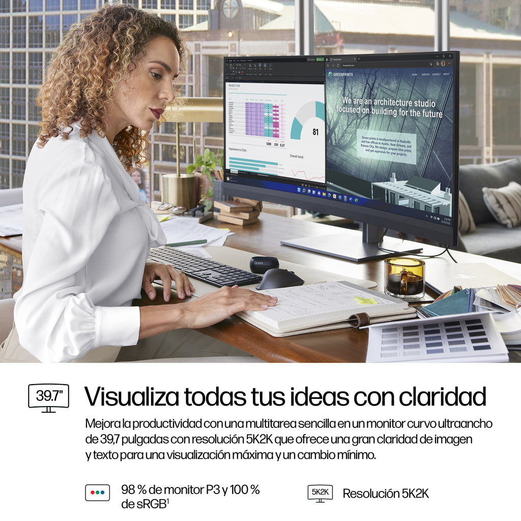HP Series 7 Pro 740pm pantalla para PC 100,8 cm (39.7") 5120 x 2160 Pixeles WUHD LCD Gris (7)