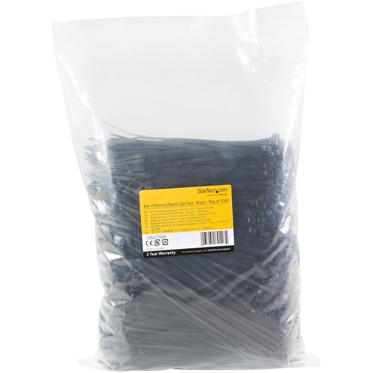 StarTech.com CBMZT6BK presilla Brida reutilizable Nylon, Plástico 1000 pieza(s) (5)