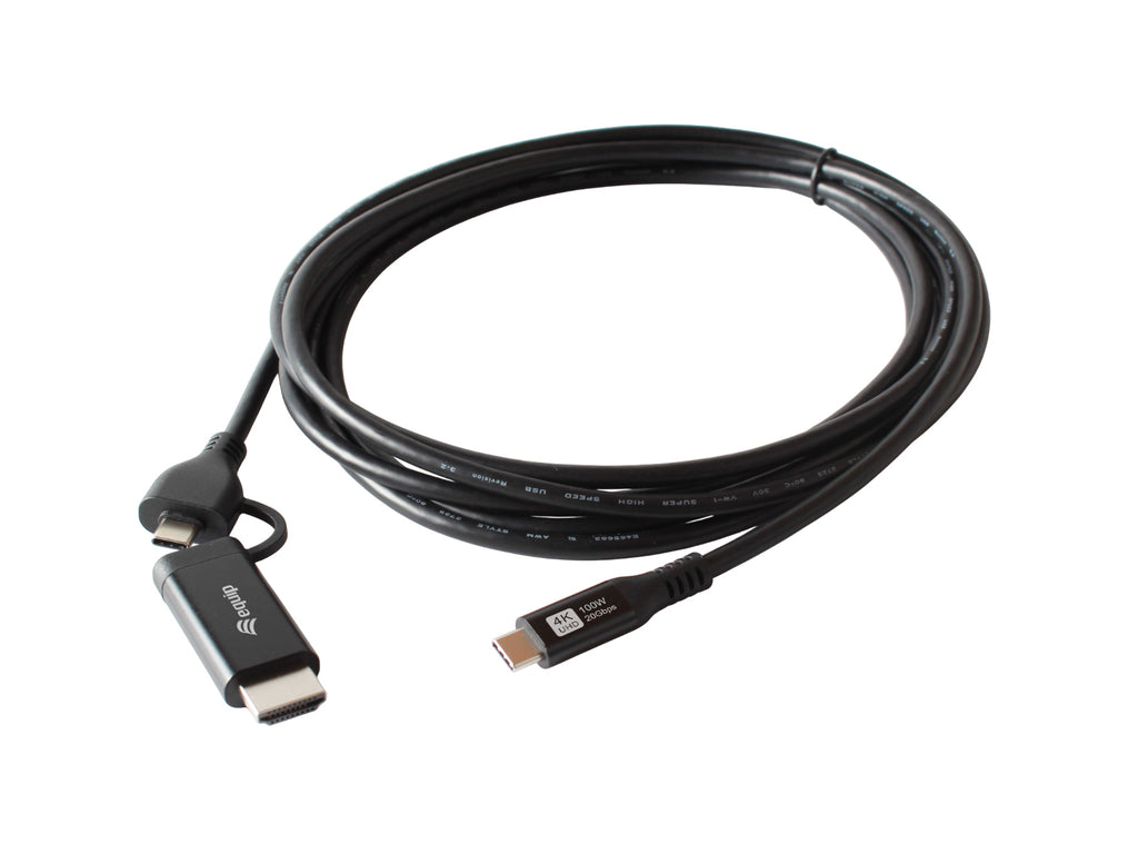 Equip 128437 adaptador de cable de vídeo 3 m USB Tipo C HDMI + USB Type-C Negro (4)