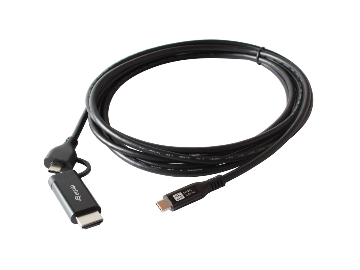 Equip 128437 adaptador de cable de vídeo 3 m USB Tipo C HDMI + USB Type-C Negro (4)