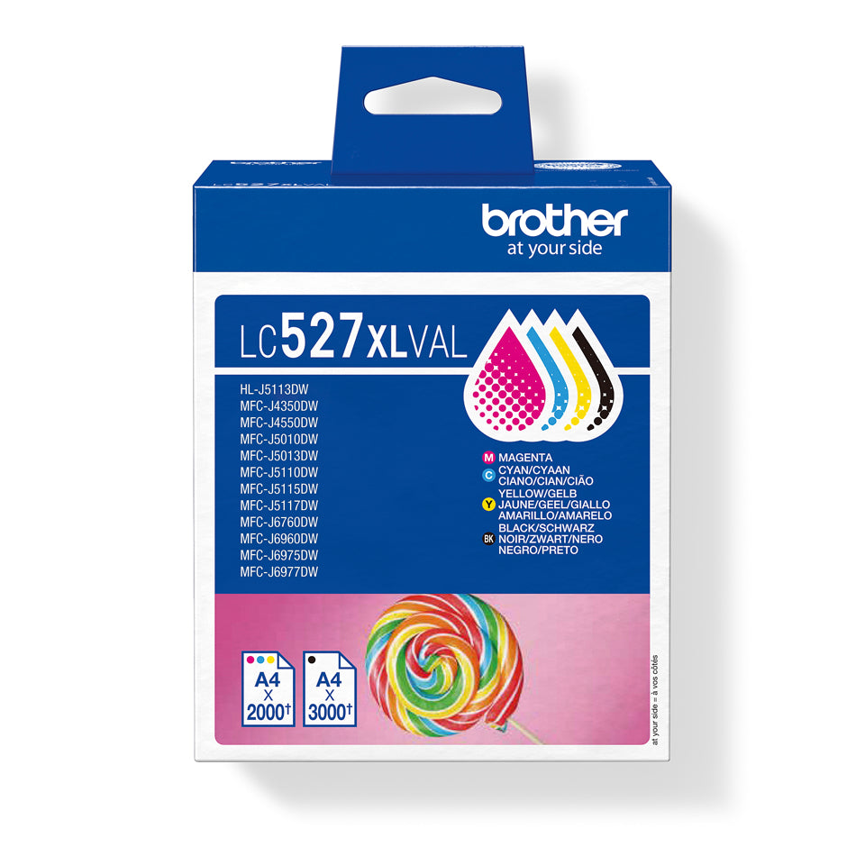 Brother LC527XLVAL cartucho de tinta 4 pieza(s) Original Alto rendimiento (XL) Negro, Cian, Magenta, Amarillo (2)