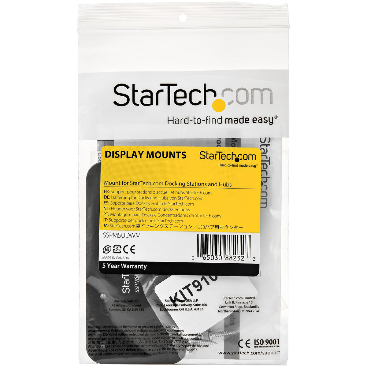 StarTech.com SSPMSUDWM kit de montaje Negro