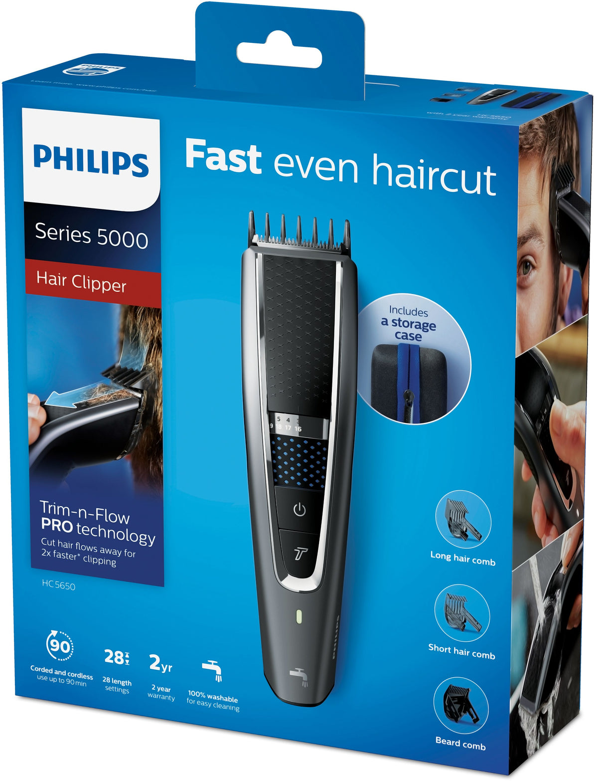 Philips 5000 series HC5650/15 cortadora de pelo y maquinilla Negro, Plata 28 Ión de litio (4)