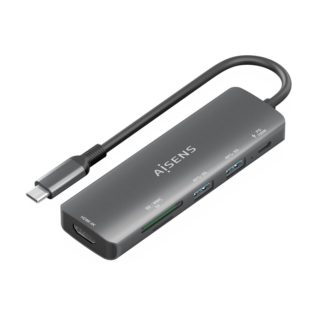 AISENS ASUC-6P023-GR base para portátil y replicador de puertos Alámbrico USB 3.2 Gen 1 (3.1 Gen 1) Type-C (2)