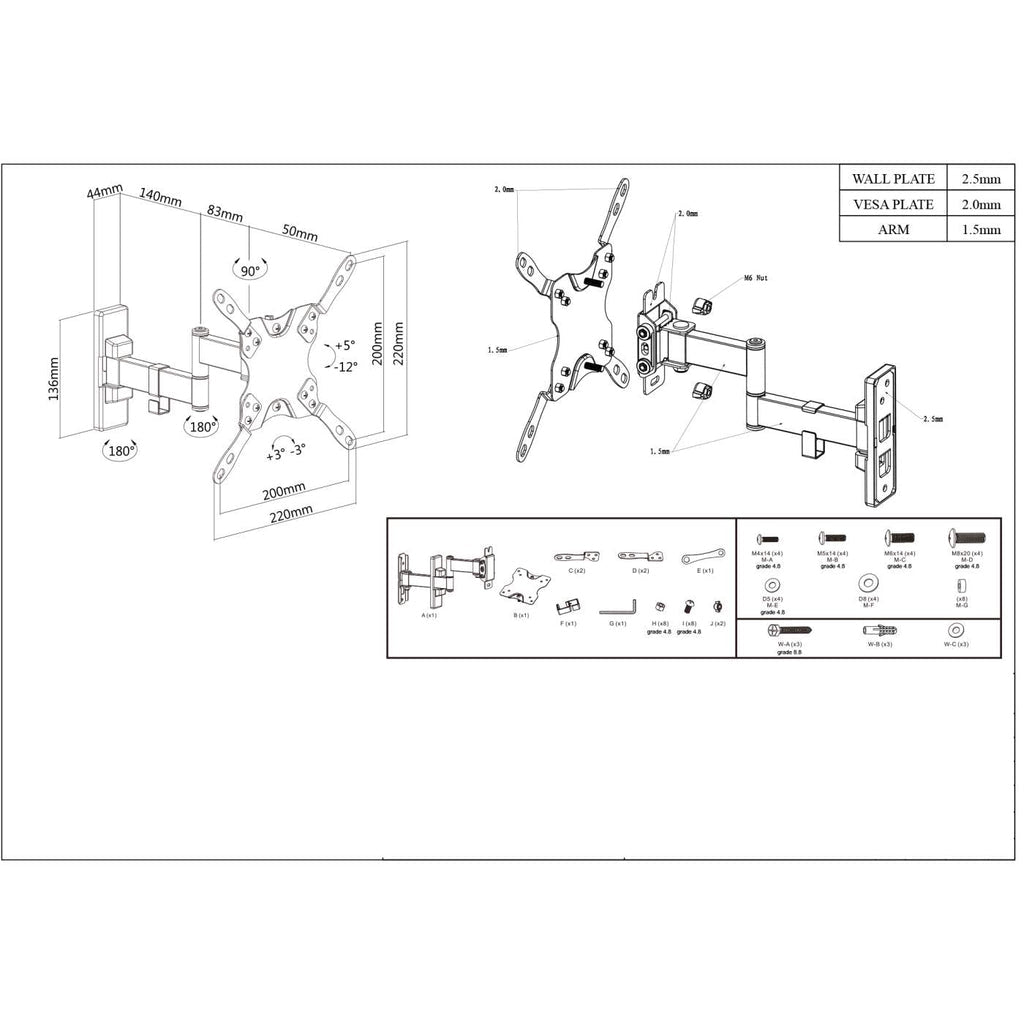 Manhattan 461405 soporte para TV 106,7 cm (42") (5)