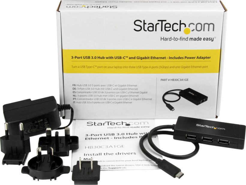 Startech HB30C3A1GE - Ladrón con Adaptador de Alimentación, Hub (2)