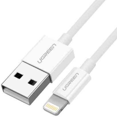 Ugreen cable USB 2.0 A lightning 2m, 5V/2.4A iPhone 7 / 7plus / 6S/ 6 / 6 Plus, iPhone 5s/5c/5, iPad Mini/Mini 2, iPad 1 m Blanco
