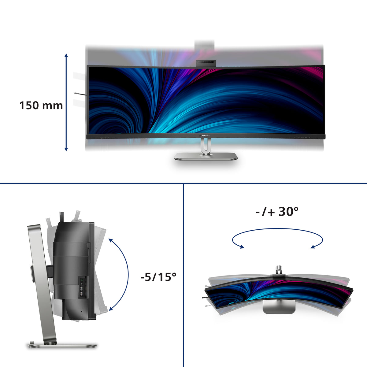 Philips 49B2U6900CH/00 pantalla para PC 124 cm (48.8") 5120 x 1440 Pixeles Dual QHD LCD Negro (6)