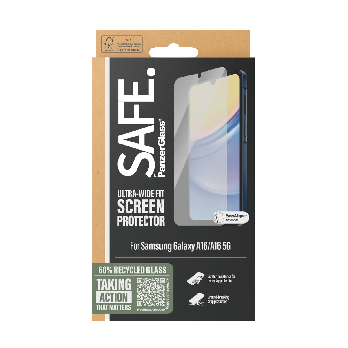 PanzerGlass SAFE. by ® Screen Protector Samsung Galaxy A16 | A16 5G | Ultra-Wide Fit Protector de pantalla 1 pieza(s) (3)
