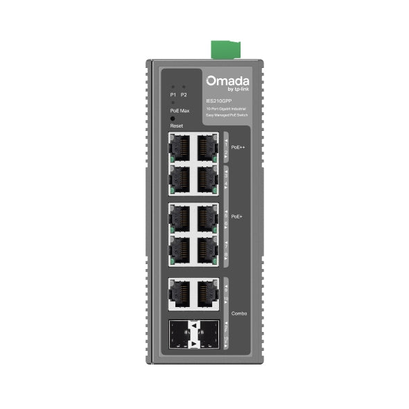 TP-Link Omada IES210GPP switch Gestionado Gigabit Ethernet (10/100/1000) Energía sobre Ethernet (PoE) Carril DIN Gris (2)