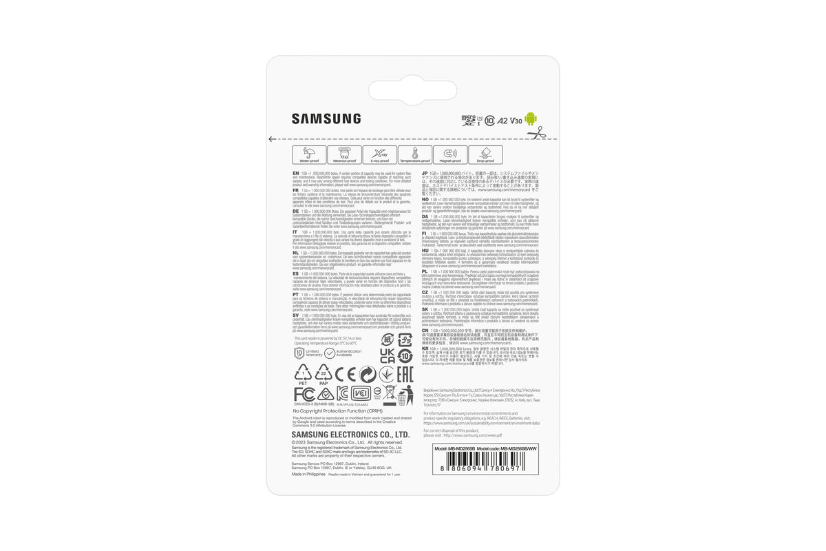 Samsung Tarjeta microSDXC PRO Plus 256 GB UHS-I U3 (MB-MD256SB/WW)