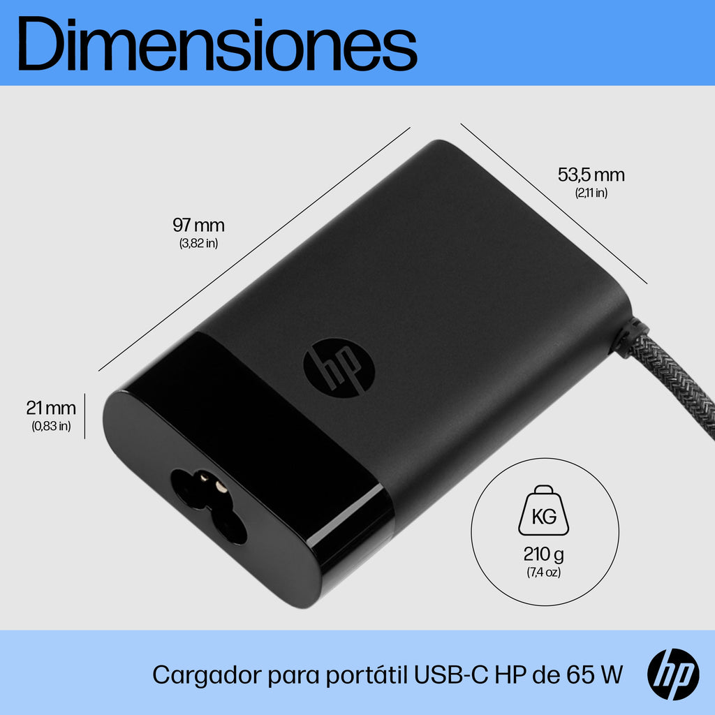 HP USB-C 65W Laptop Charger adaptador e inversor de corriente Interior Negro (5)