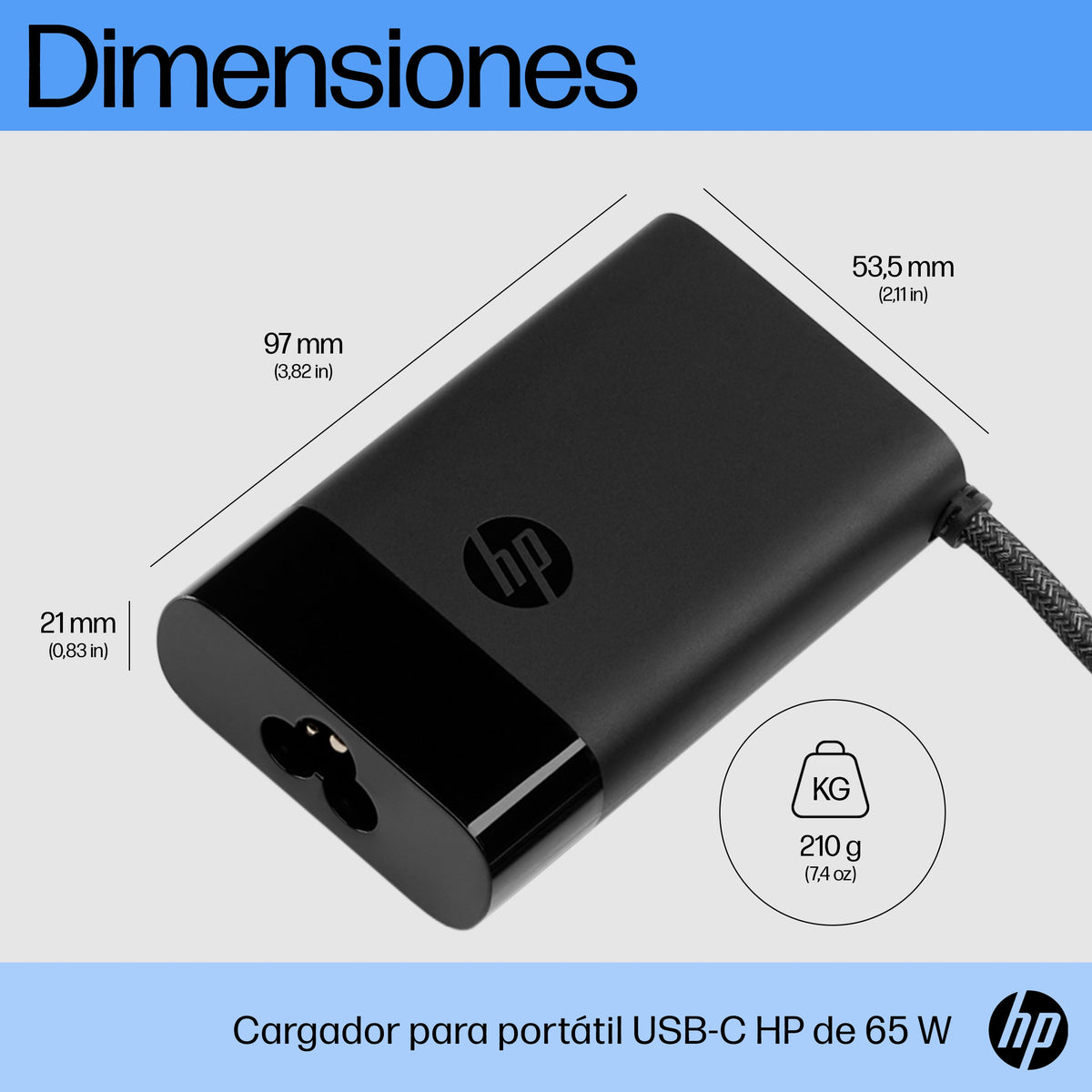 HP USB-C 65W Laptop Charger adaptador e inversor de corriente Interior Negro (5)