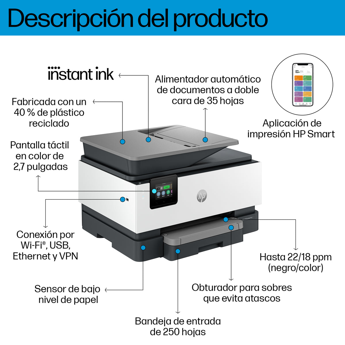 HP OfficeJet Pro 9120e AiO Printer Inyección de tinta térmica A4 4800 x 1200 DPI 22 ppm Wifi (5)