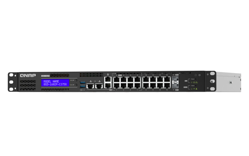 QNAP QGD-1602P Gestionado L2 Gigabit Ethernet (10/100/1000) Energía sobre Ethernet (PoE) 1U Negro, Gris (3)