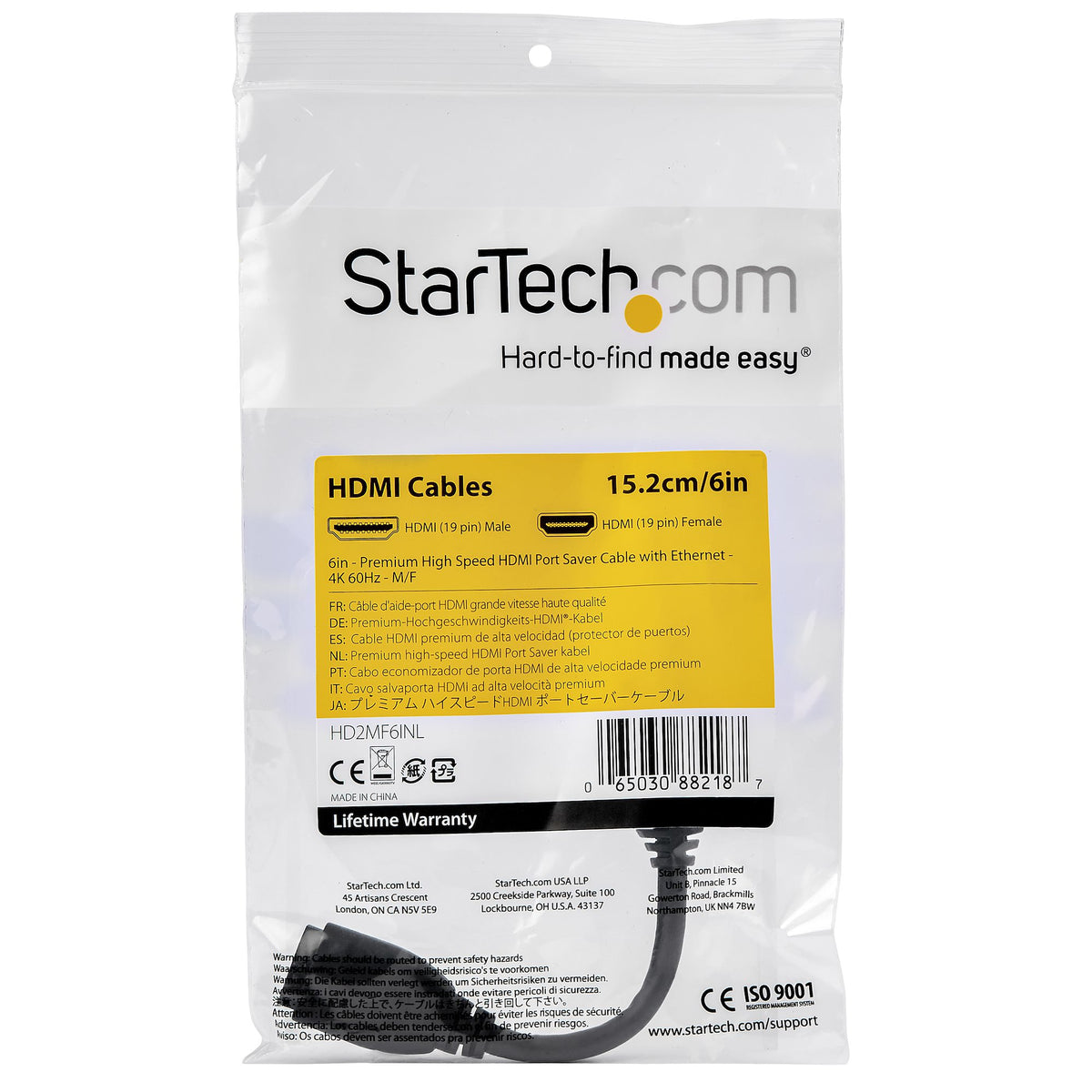 StarTech.com HD2MF6INL cable HDMI 0,152 m HDMI tipo A (Estándar) Negro (4)