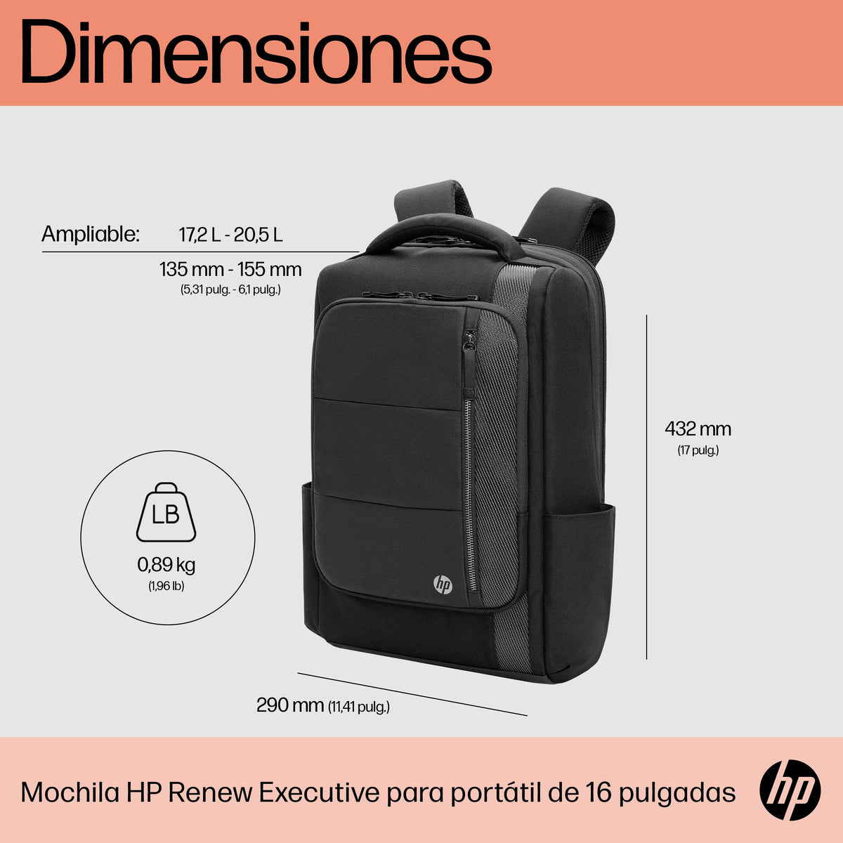 HP Renew Executive 16-inch Laptop Backpack 40,9 cm (16.1") Negro (3)