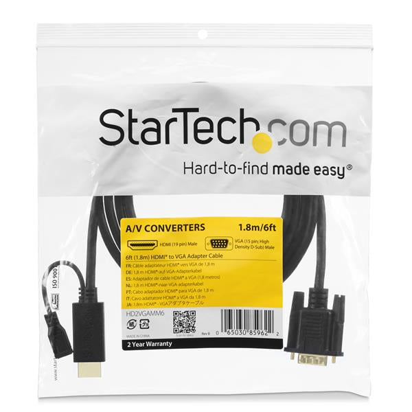 StarTech.com HD2VGAMM3 adaptador de cable de vídeo 0,9 m VGA (D-Sub) HDMI + Micro USB Negro (6)