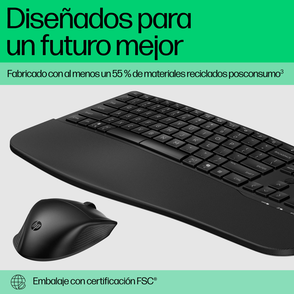 HP 680 Comfort Dual-Mode Keyboard and Mouse Combo teclado Ratón incluido Hogar RF Wireless + Bluetooth Negro (4)
