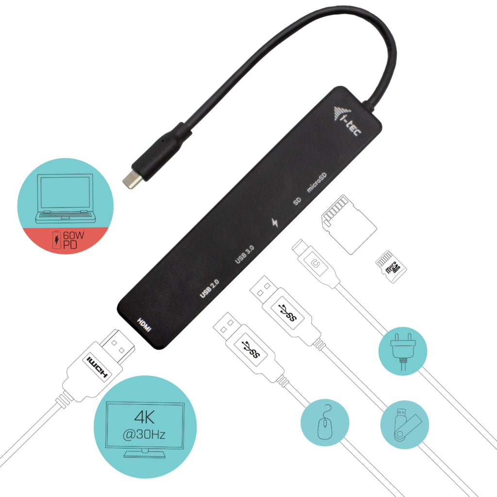 i-tec C31TRAVELEASYDOCKPD base para portátil y replicador de puertos Alámbrico USB 3.2 Gen 1 (3.1 Gen 1) Type-C Negro (4)