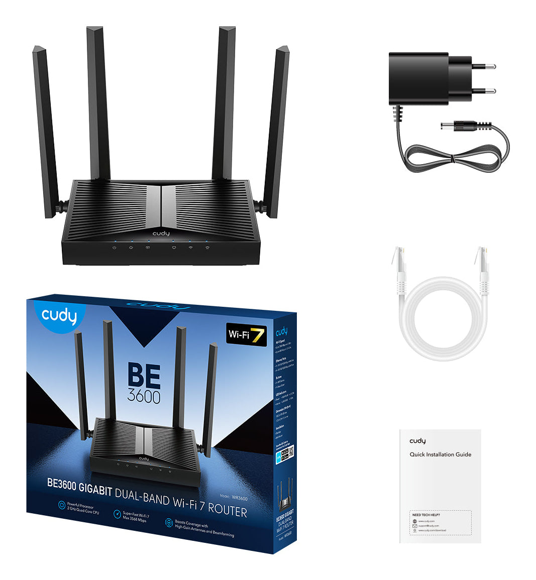 Cudy WR3600 router inalámbrico Gigabit Ethernet Doble banda (2,4 GHz