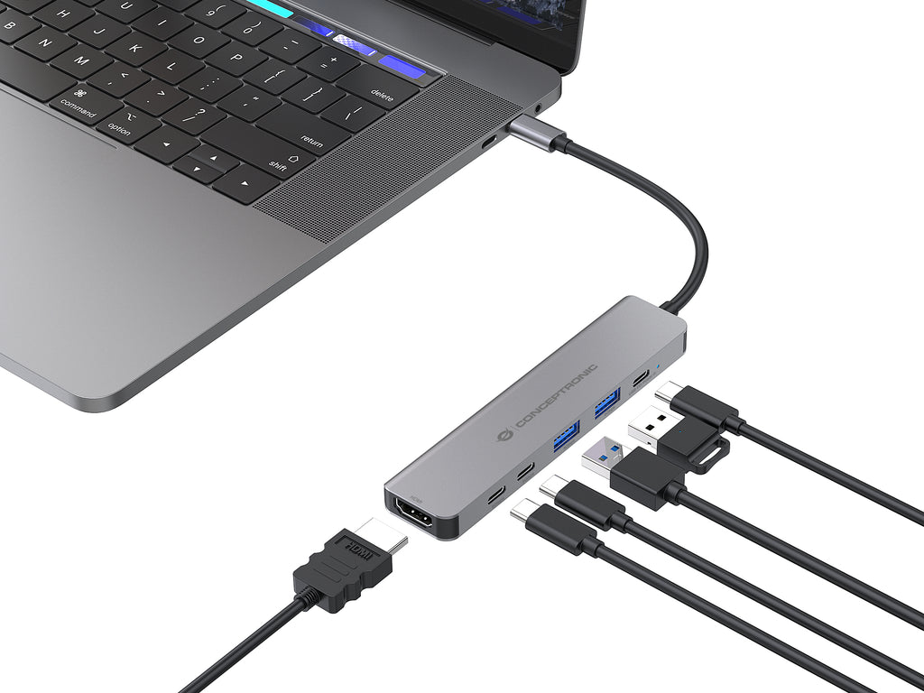 Conceptronic DONN33G base para portátil y replicador de puertos Alámbrico USB 3.2 Gen 1 (3.1 Gen 1) Type-C Plata (6)