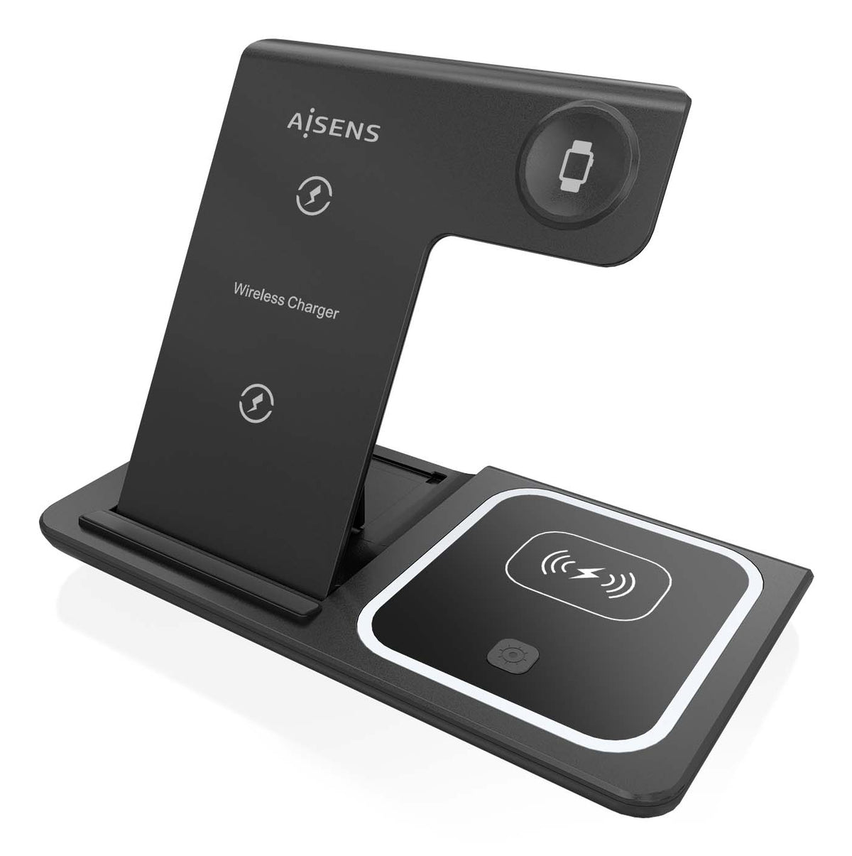 AISENS ASCH-15W3WC043-BK cargador de dispositivo móvil Auriculares, Teléfono móvil, Smartphone, Reloj inteligente Cargador inalámbrico Carga rápida Interior (3)