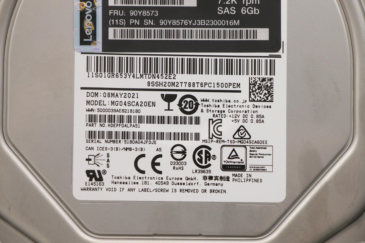 IBM HD 2TB NL SAS 7,2K 3.5 90Y8573-RFB – Reacondicionado