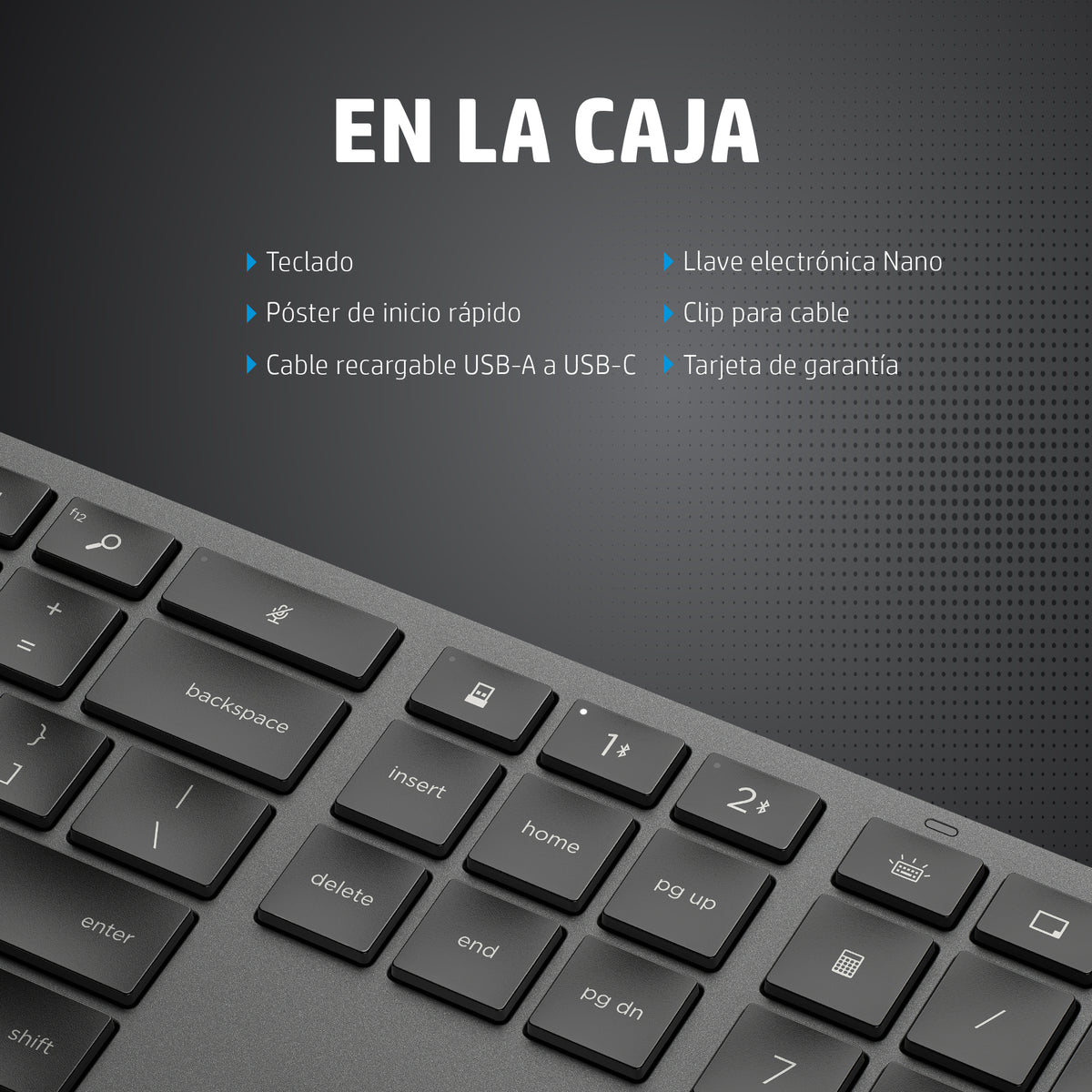 HP 975 USB+BT Dual-Mode Wireless Keyboard teclado Hogar / Oficina RF Wireless + Bluetooth Negro (5)