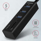 Axagon HMA-CR3A base para portátil y replicador de puertos Alámbrico USB 3.2 Gen 1 (3.1 Gen 1) Type-A Negro (2)