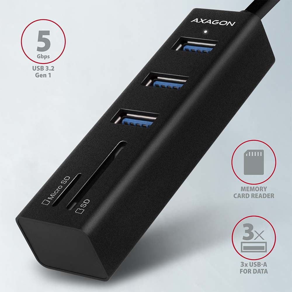 Axagon HMA-CR3A base para portátil y replicador de puertos Alámbrico USB 3.2 Gen 1 (3.1 Gen 1) Type-A Negro (2)