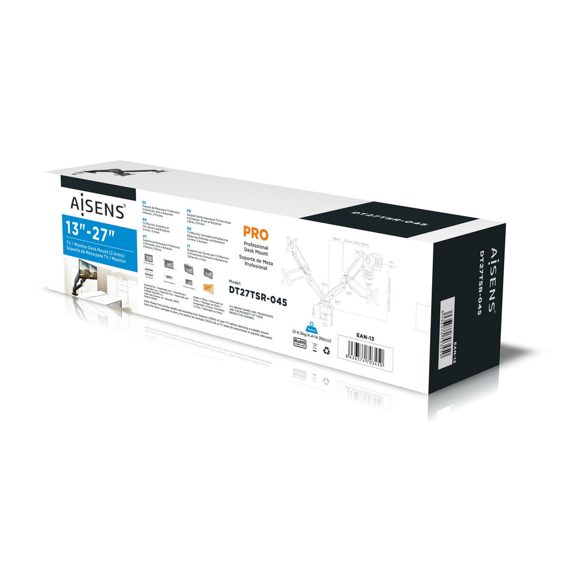 AISENS DT27TSR-045 soporte para monitor 81,3 cm (32") Escritorio Negro (7)