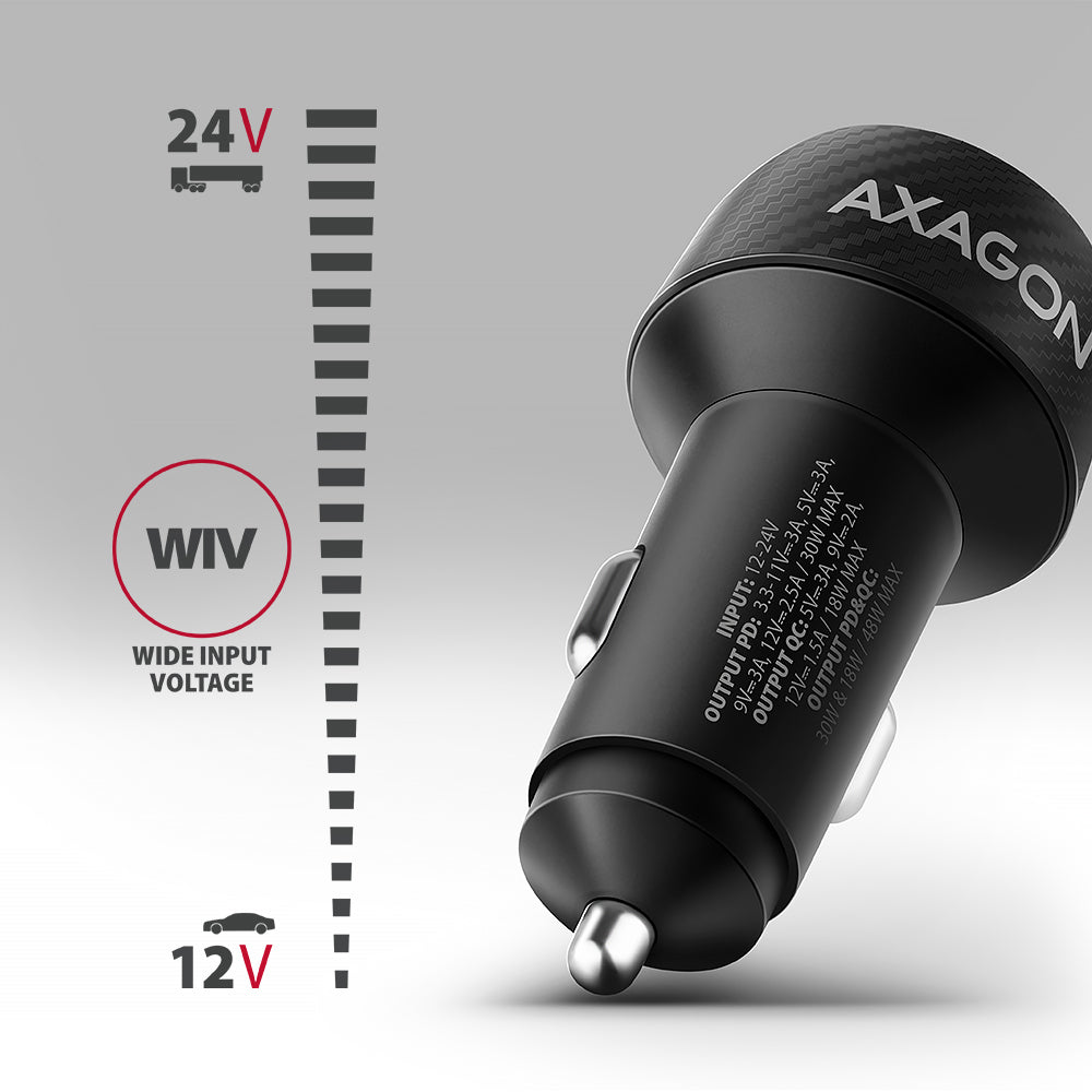 Axagon PWC-PQ48 cargador de dispositivo móvil Universal Negro Encendedor de cigarrillos Carga rápida Auto (3)