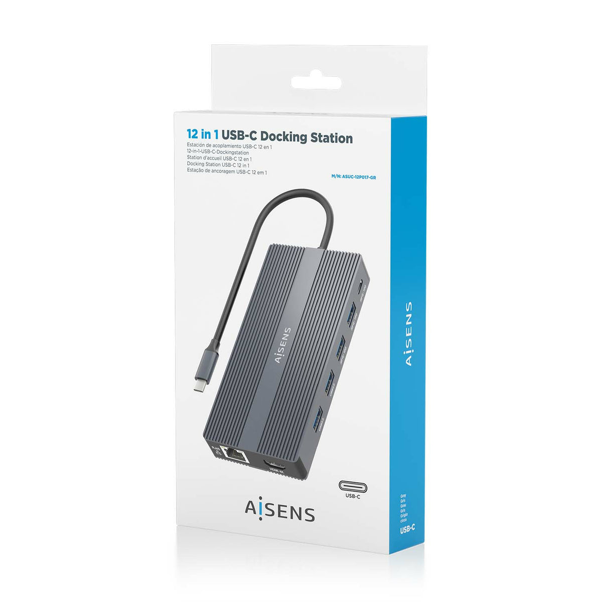 AISENS ASUC-12P017-GR base para portátil y replicador de puertos Alámbrico USB 3.2 Gen 1 (3.1 Gen 1) Type-C (7)