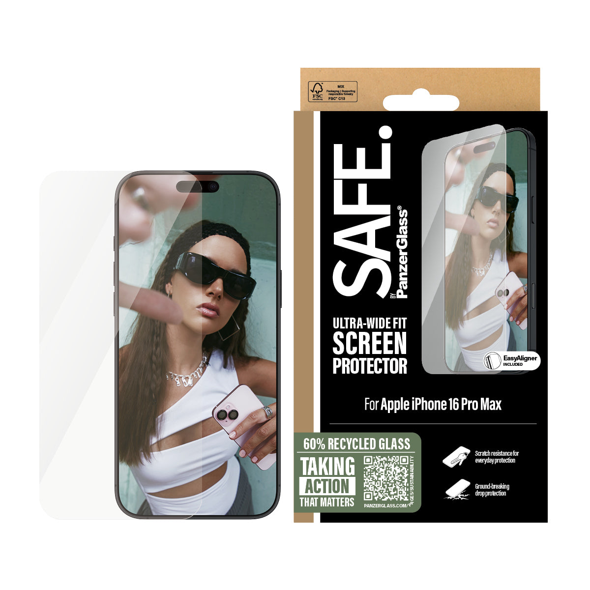 PanzerGlass SAFE. by ® Screen Protector iPhone 16 Pro Max | Ultra-Wide Fit Protector de pantalla Apple 1 pieza(s) (2)