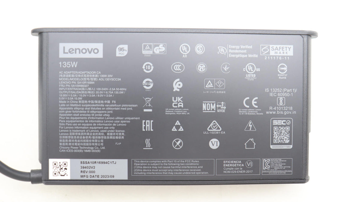Lenovo 5A10W86327 adaptador e inversor de corriente Interior 135 W Negro (9)
