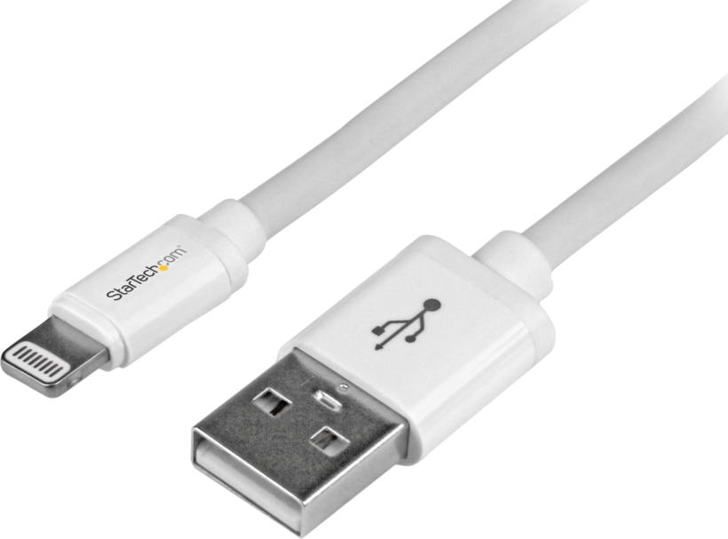 Startech USBLT2MW - Blanco, Cable Lightning, Lightning macho a USB macho, 2 m